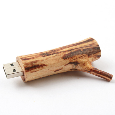ট্রি রুট আকার কাঠের USB ফ্ল্যাশ ড্রাইভ 256GB এমবসিং লোগো
