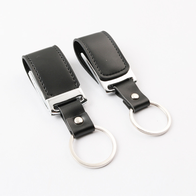 PU / রিয়েল লেদার কাস্টমাইজড USB ফ্ল্যাশ ড্রাইভ 32GB 256GB এমবসিং লোগো 2.0 3.0