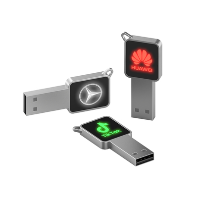 32GB 64GB 128GB ক্রিস্টাল ইউএসবি স্টিক পড়লে LED লাইট চকচকে হবে