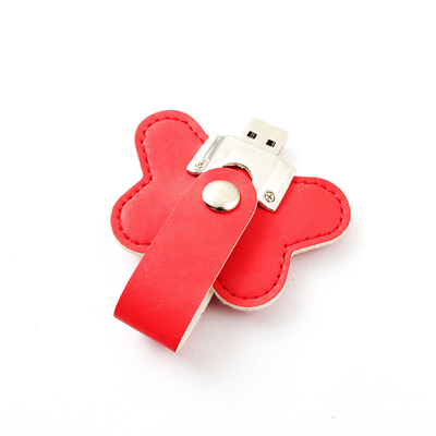 ফুলের আকৃতির চামড়ার USB ফ্ল্যাশ ড্রাইভ 32GB 256GB এমবসিং লোগো