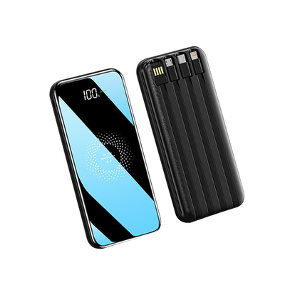 উচ্চ গতির 10000MAH পাওয়ার ব্যাঙ্ক 4 তারের সাথে এক বডি প্রিন্ট / খোদাই লোগো