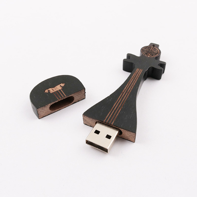 15MB/S 32GB 128GB কাঠের ফ্ল্যাশ ড্রাইভ গিটার শেপ মেমরি ফাস্ট স্পিড